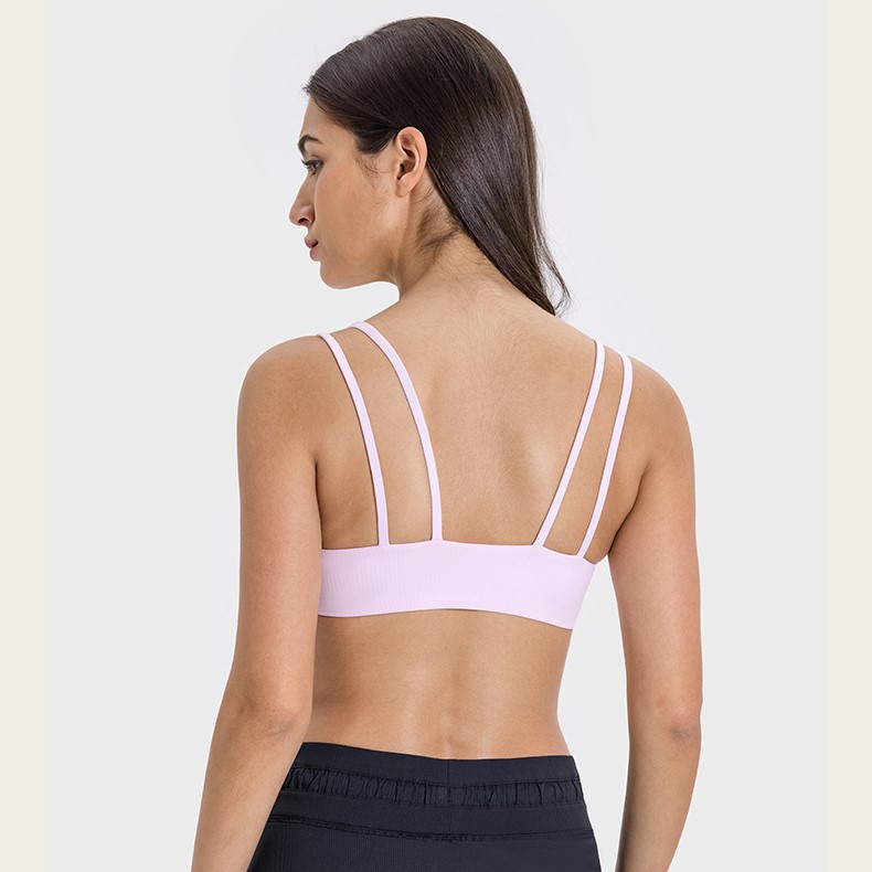 Ribbed Double Straps Backless Sexy Yoga Bras DSS078