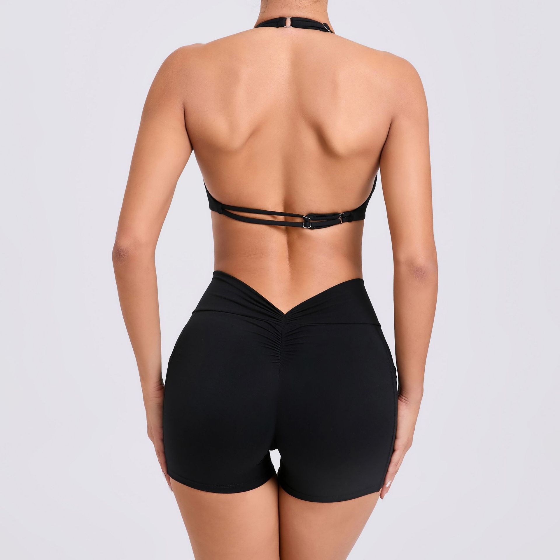 Nude Yoga Clothes With Pockets On Both Sides, Quick-Drying Tight Suit  QS74068+42352