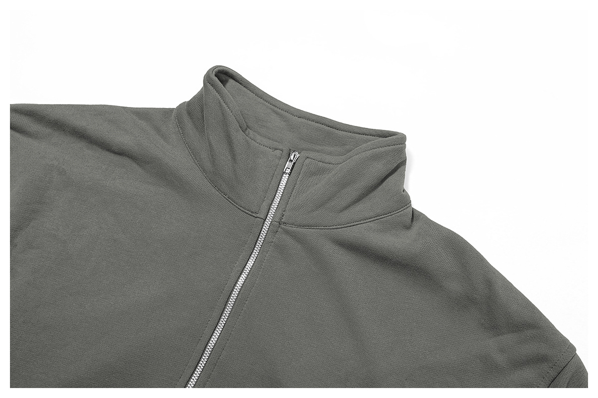 Stand Collar Zip Down Sweatshirt