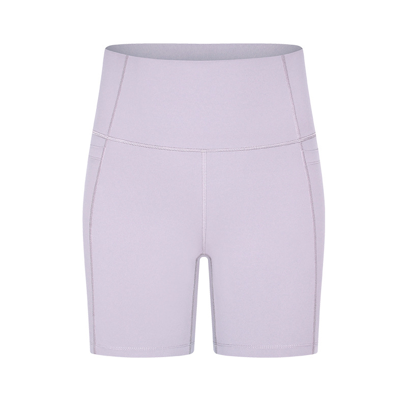 High Waist Butt-lifting Solid Color Yoga Shorts with Pockets DK178