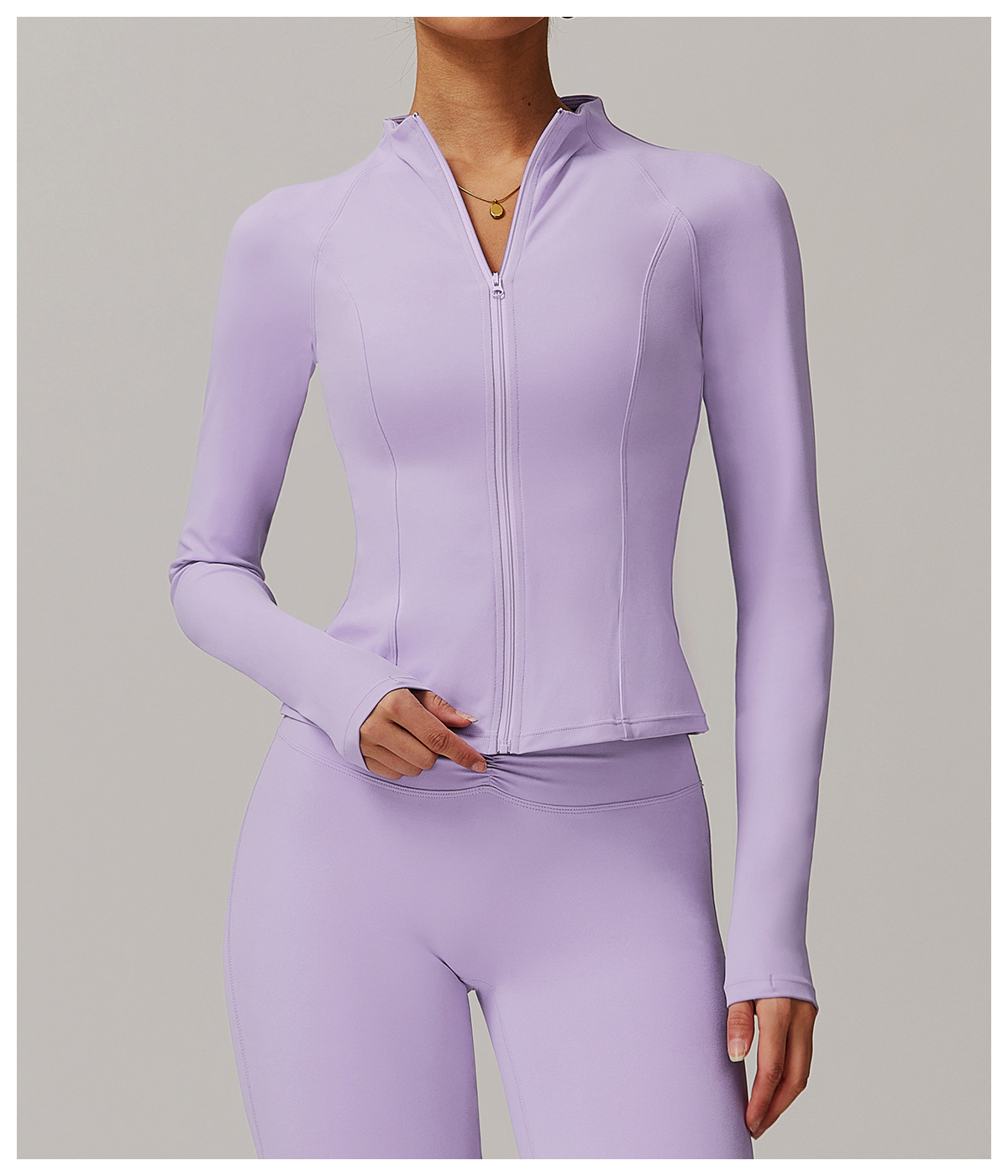 Soft Fabric Long Sleeves Stand Collar Yoga Top