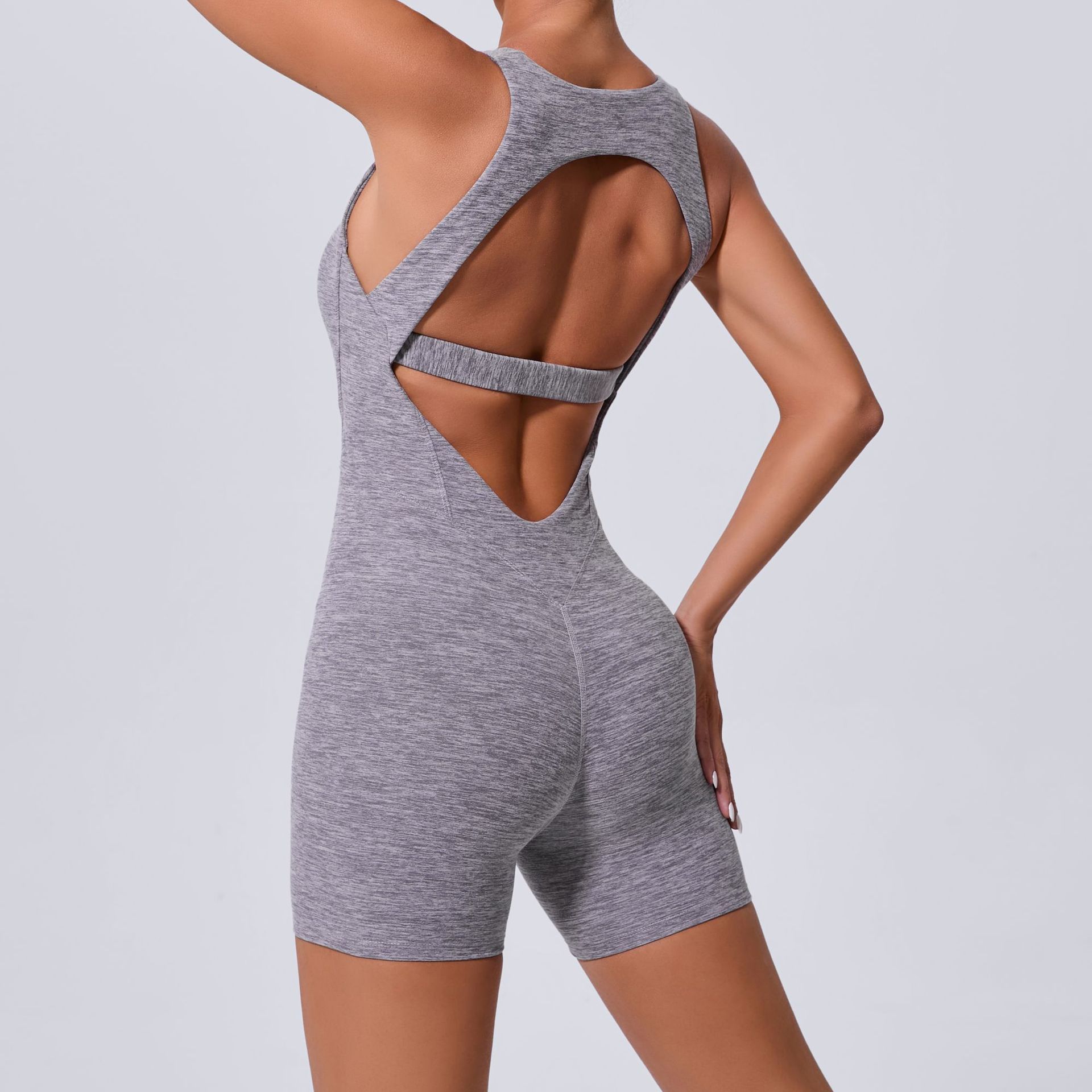 Hollow-Back Tight-Fitting Butt-Lifting Fitness Jumpsuit  QSYL100