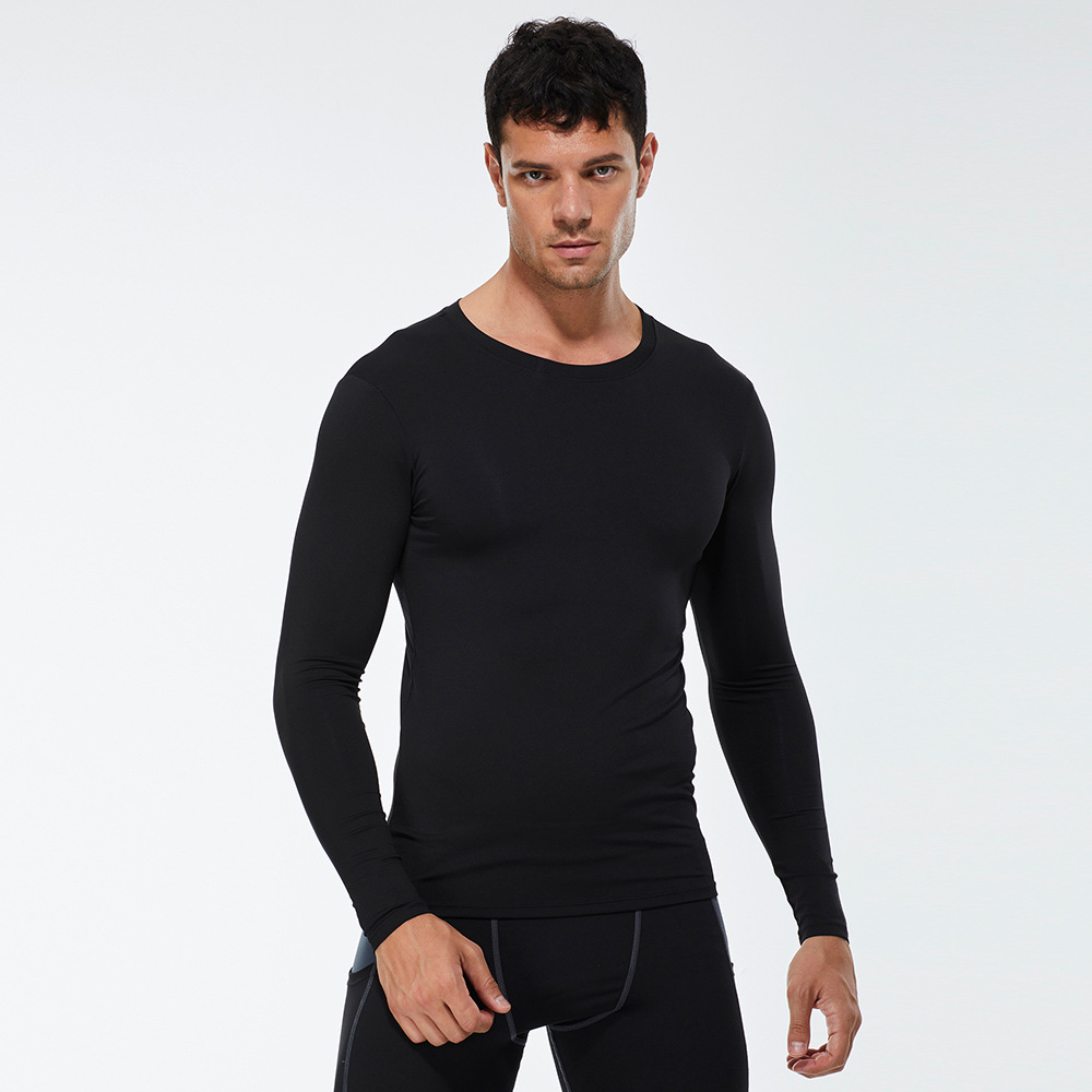 Men Solid Color Fitness Long Sleeve Shirt 4002