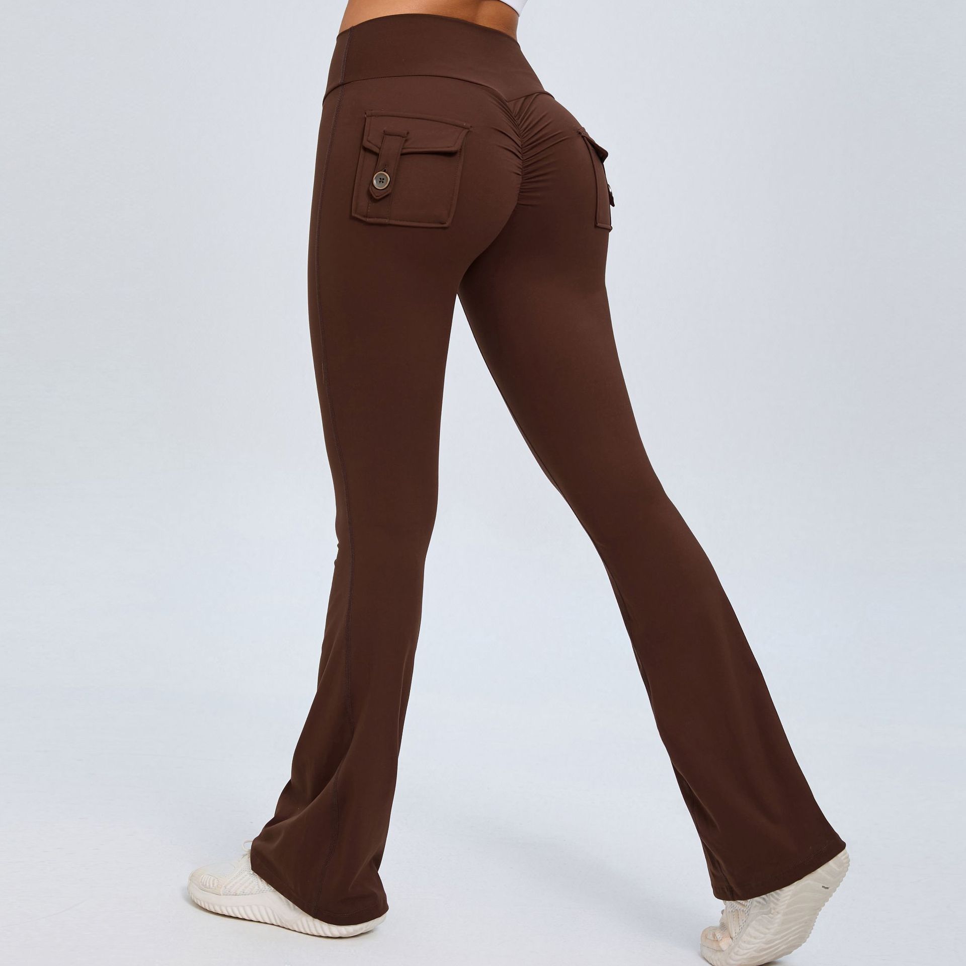 Button Peach Butt High-Waisted Quick-Drying Yoga Pants  QSS0031