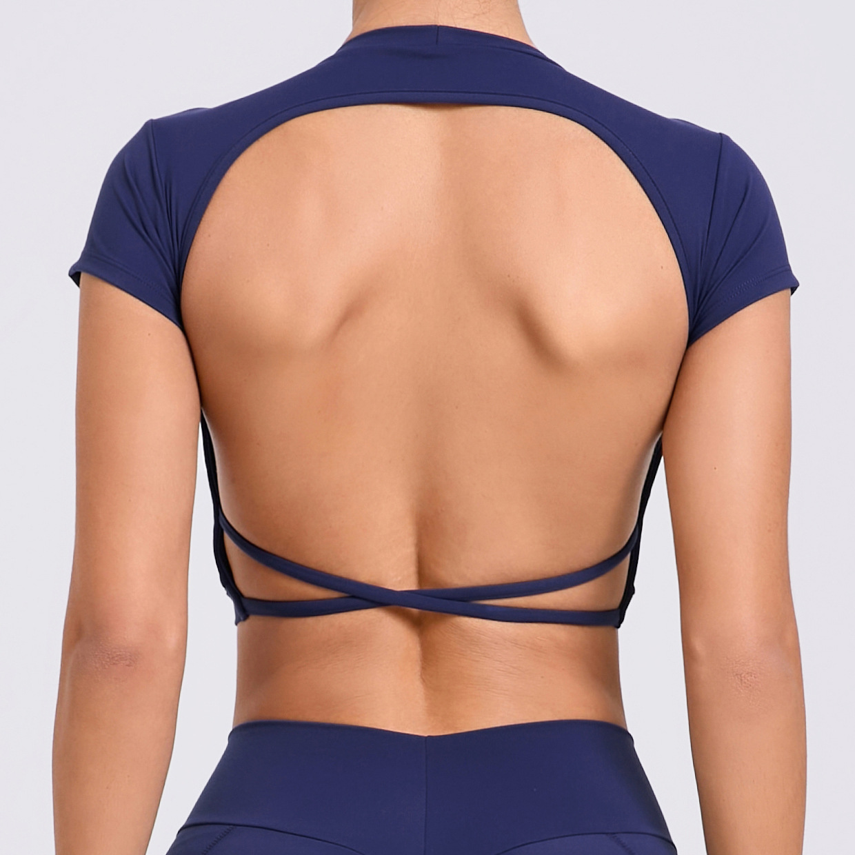 Backless Quick-Drying Brushed Breast Pad Tight Short Sleeves  QS71240