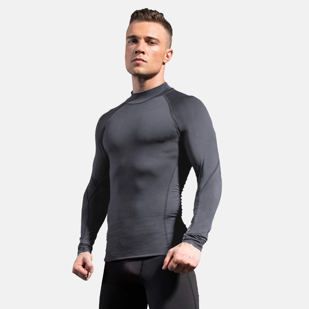 Men Fitness High Neck Long Sleeve Shirt 1058