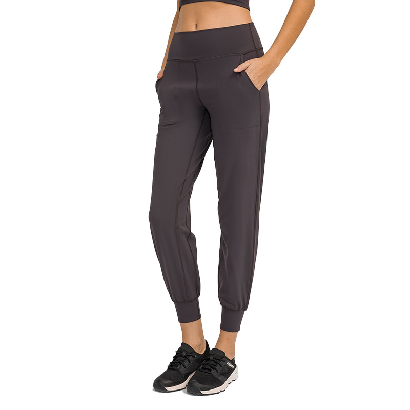 Brushed High Waist Skinny Drawstring Sweatpants Yoga Leggings D19073