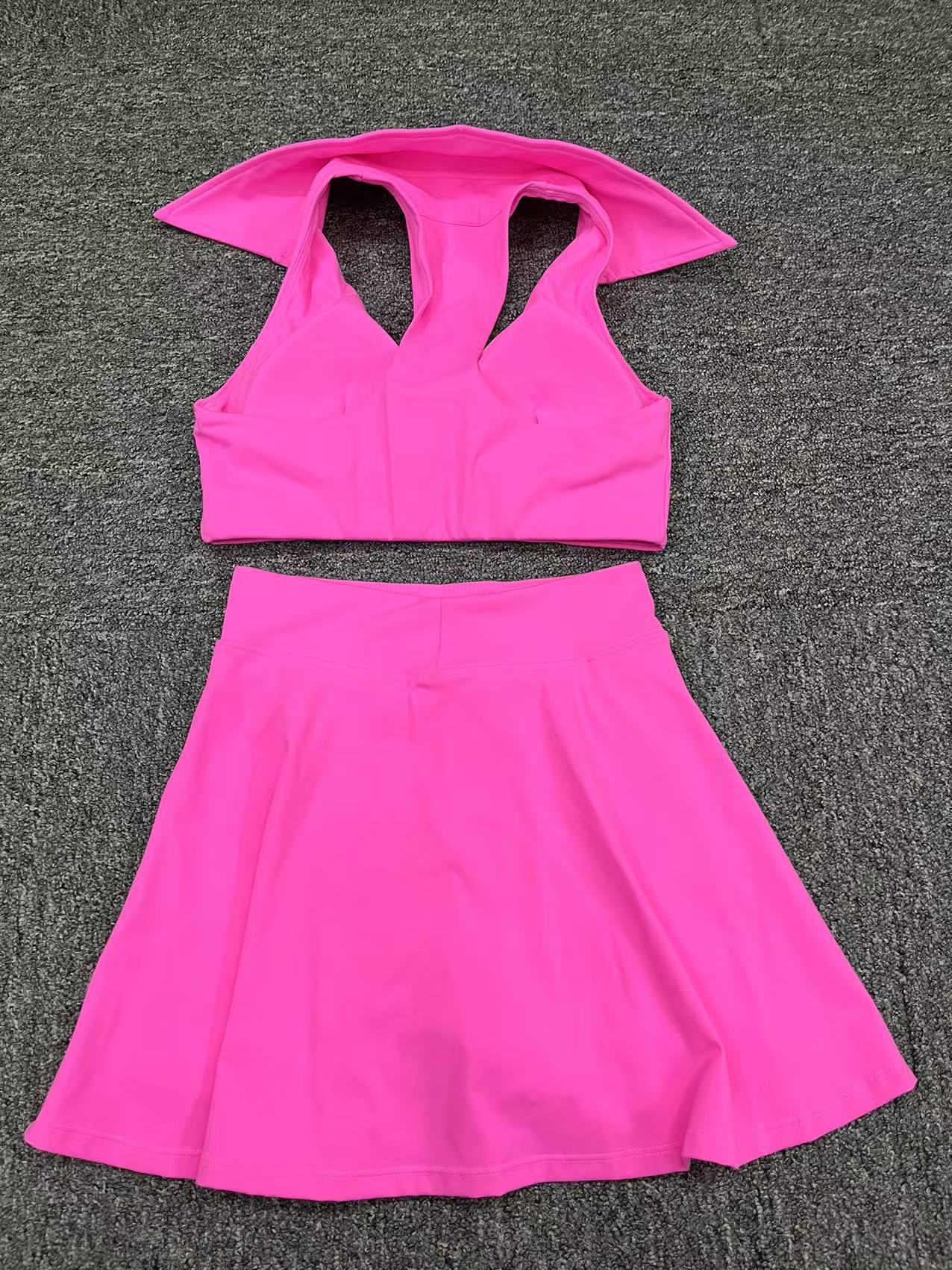 Polo Collar Sports Tennis Fitness Skirt 2-Piece Set QS19173+6358