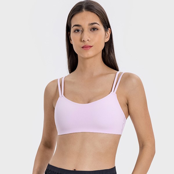 Ribbed Double Straps Backless Sexy Yoga Bras DSS078