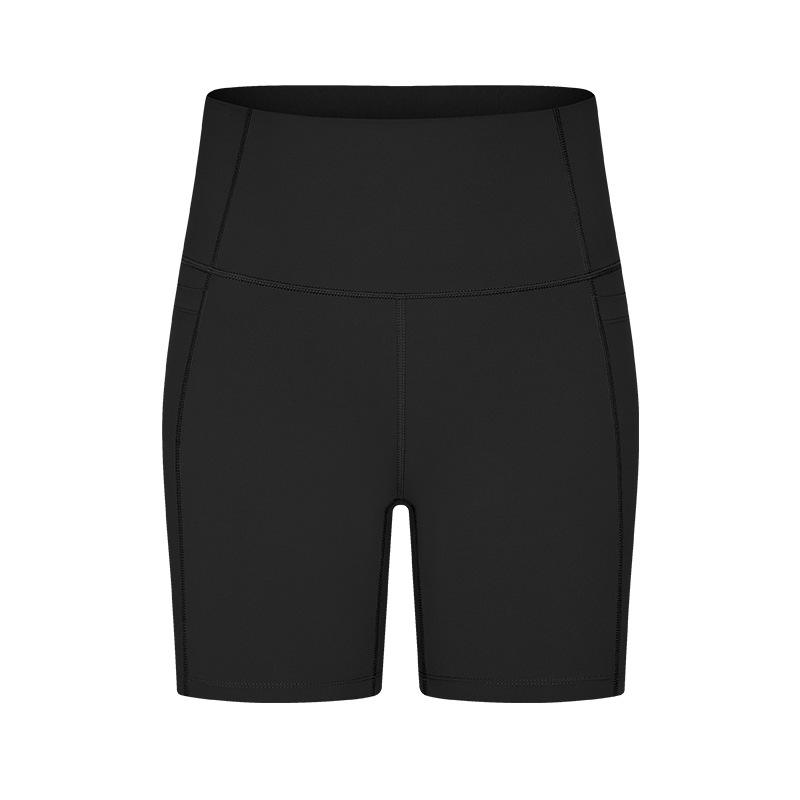 High Waist Butt-lifting Solid Color Yoga Shorts with Pockets DK178