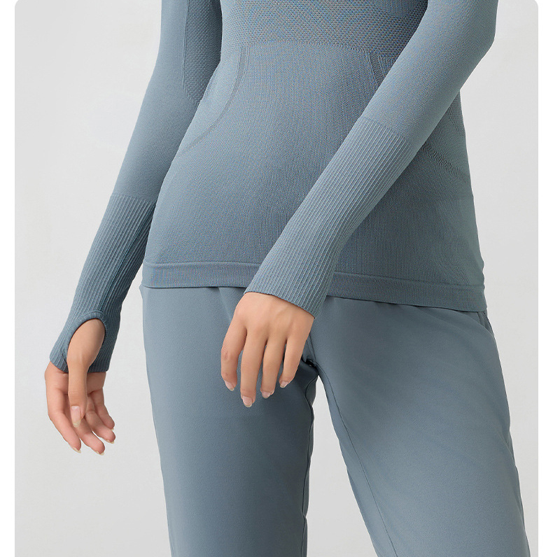 Breathable Solid Color Yoga Wear Long Sleeves D19083