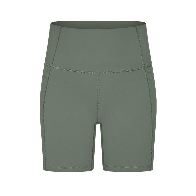 High Waist Butt-lifting Solid Color Yoga Shorts with Pockets DK178