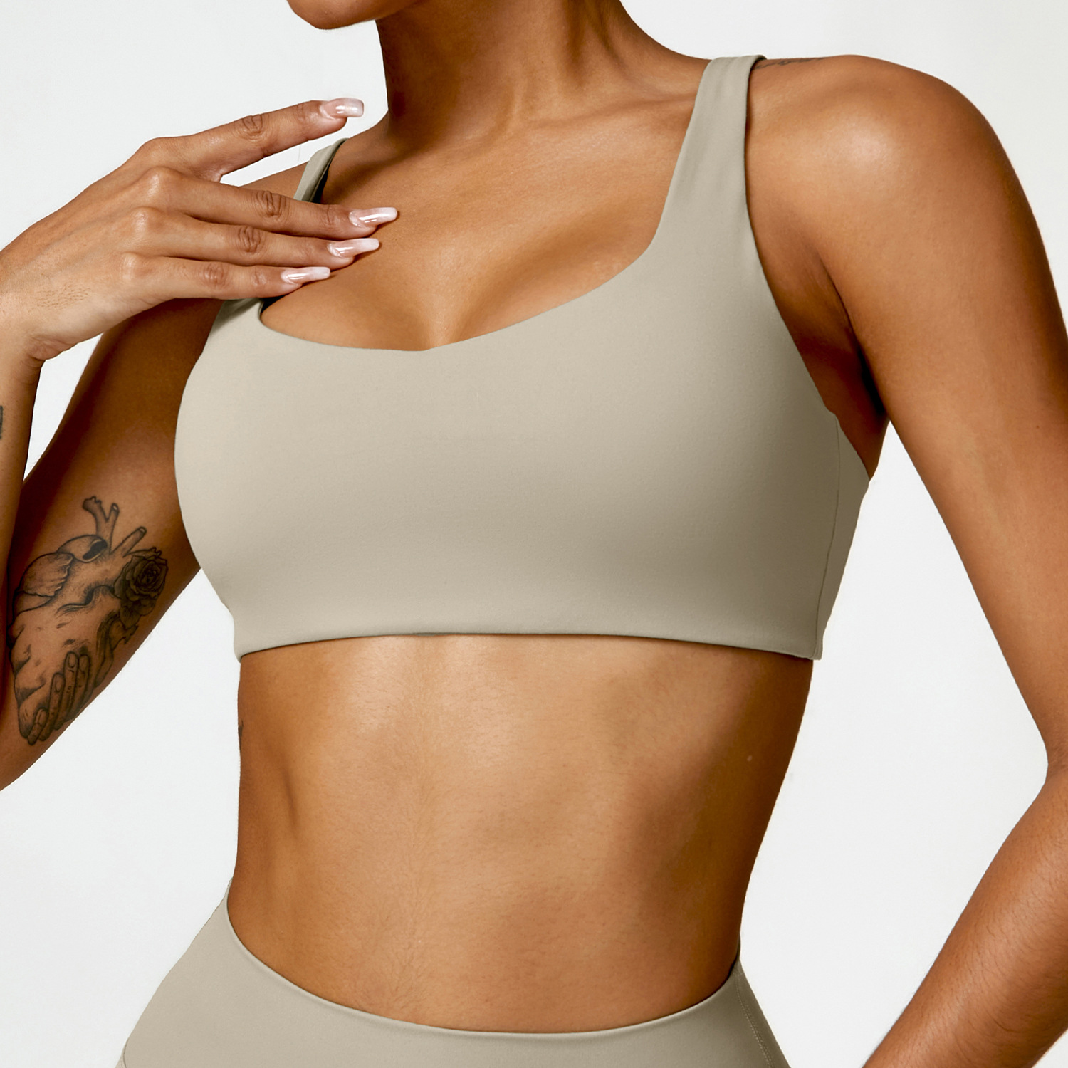 Soft Fabric Double Straps Crop Yoga Bra