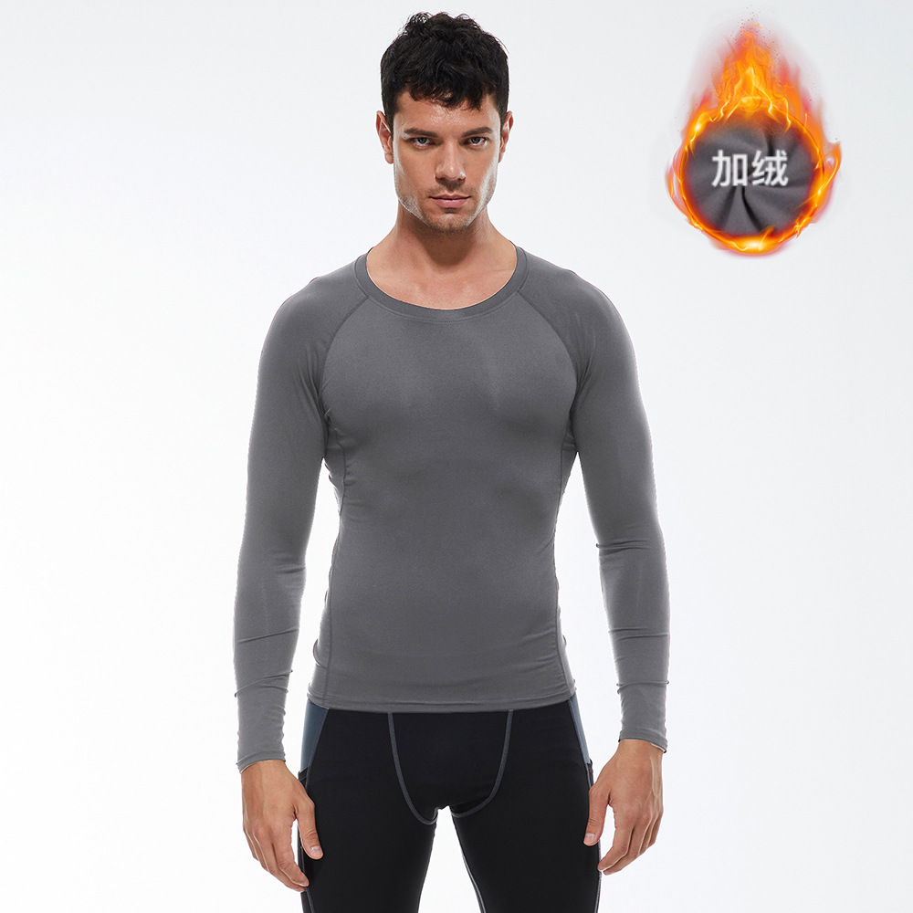 Men Fitness Long Sleeve Shirt With Velvet 01512