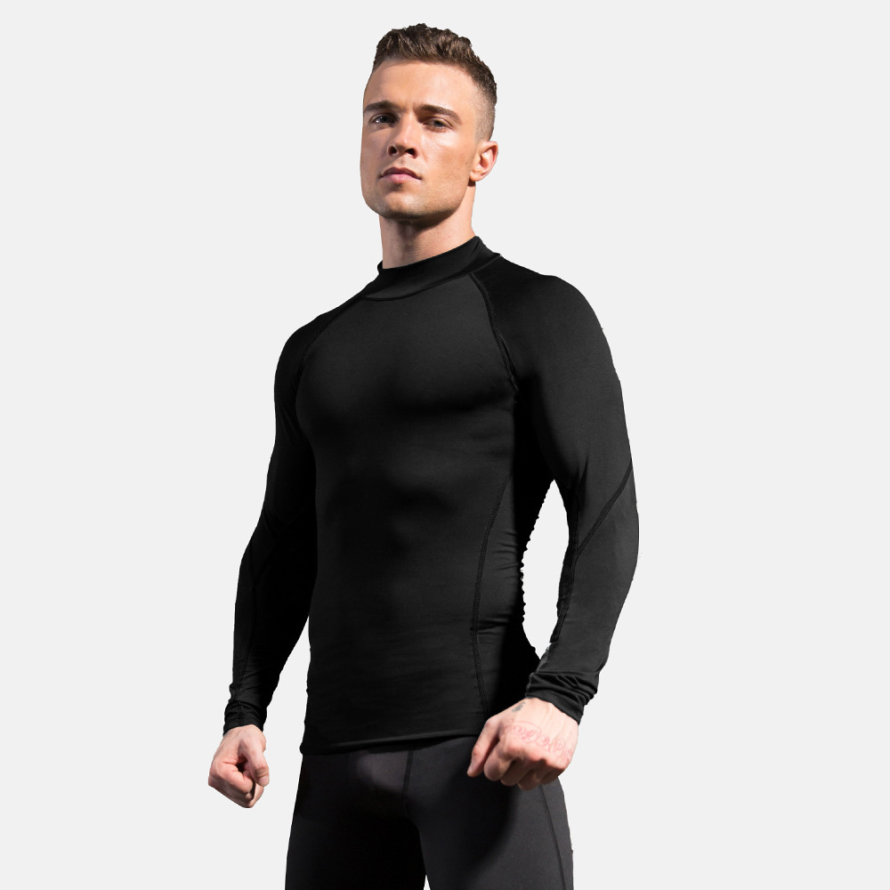 Men Fitness High Neck Long Sleeve Shirt 1058