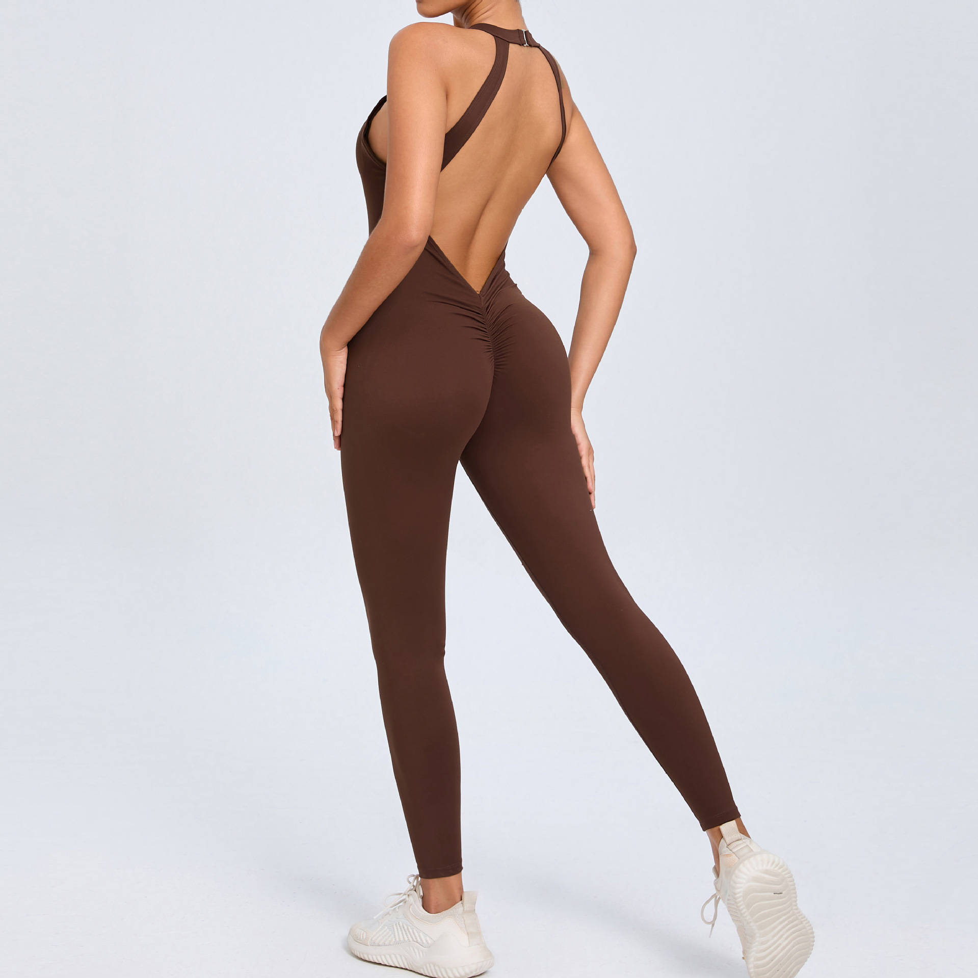 Backless Button Quick-Drying All-In-One Fitness Jumpsuit  QSYL096