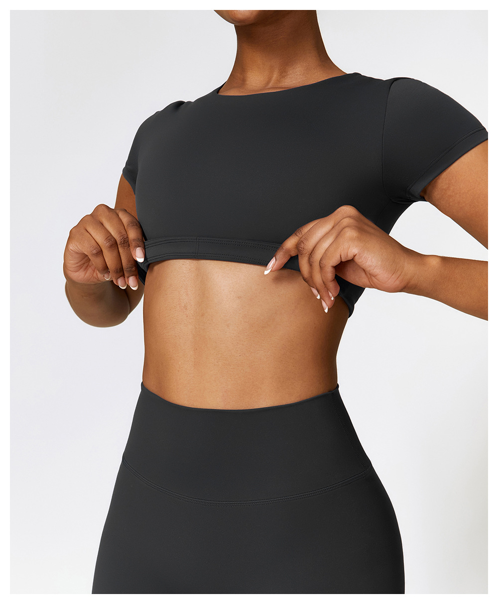 Soft Fabric Short Sleeves Crop Yoga Top