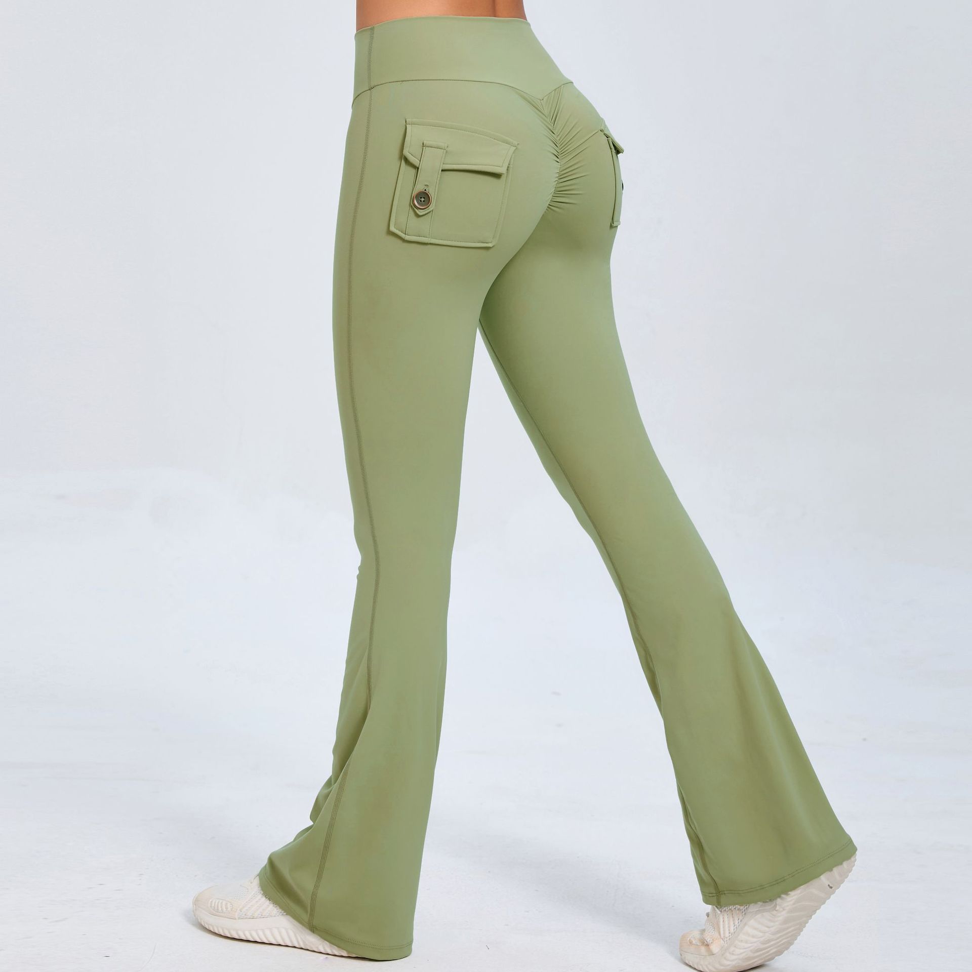 Button Peach Butt High-Waisted Quick-Drying Yoga Pants  QSS0031