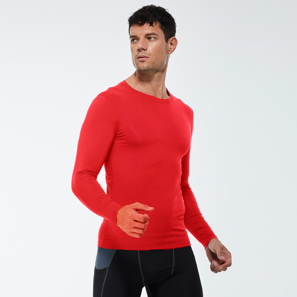 Men Solid Color Fitness Long Sleeve Shirt 4002