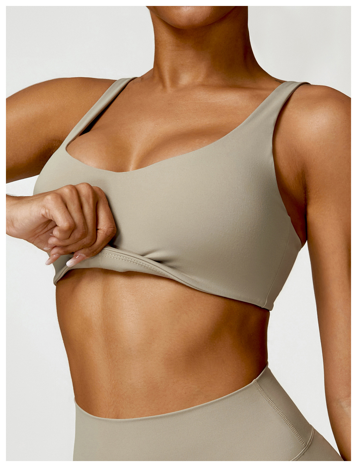 Soft Fabric Double Straps Crop Yoga Bra