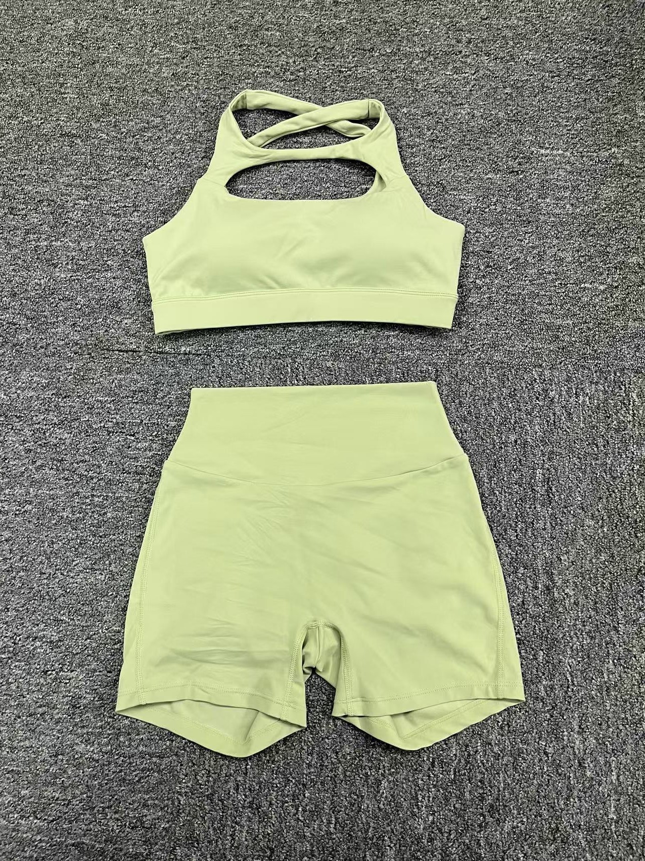 Backless Fitness Running Sprots Bra And High Waist Shorts sets QS59520+8019