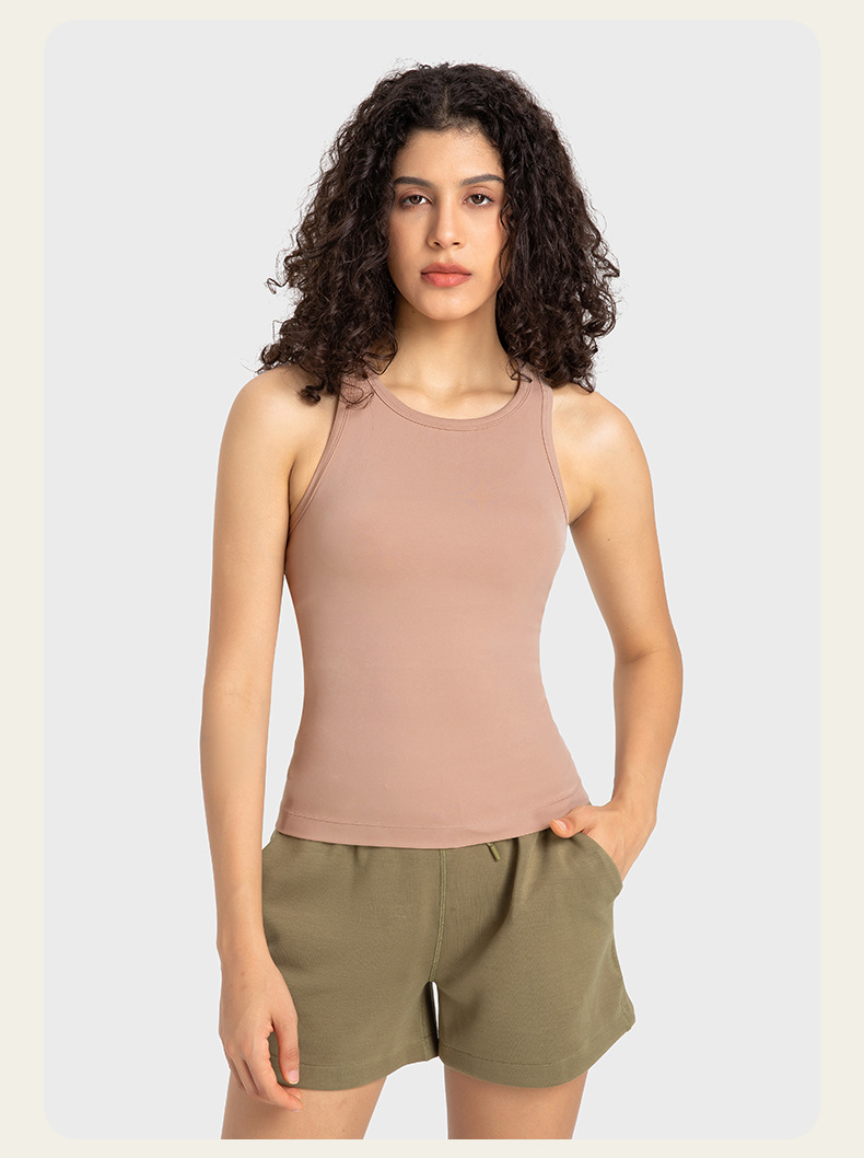 Nude Sleeveless Sexy Yoga Tank Top DT343