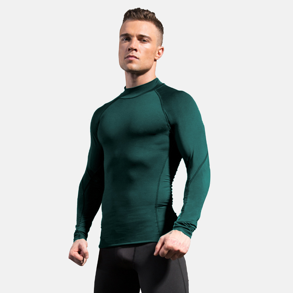 Men Fitness High Neck Long Sleeve Shirt 1058