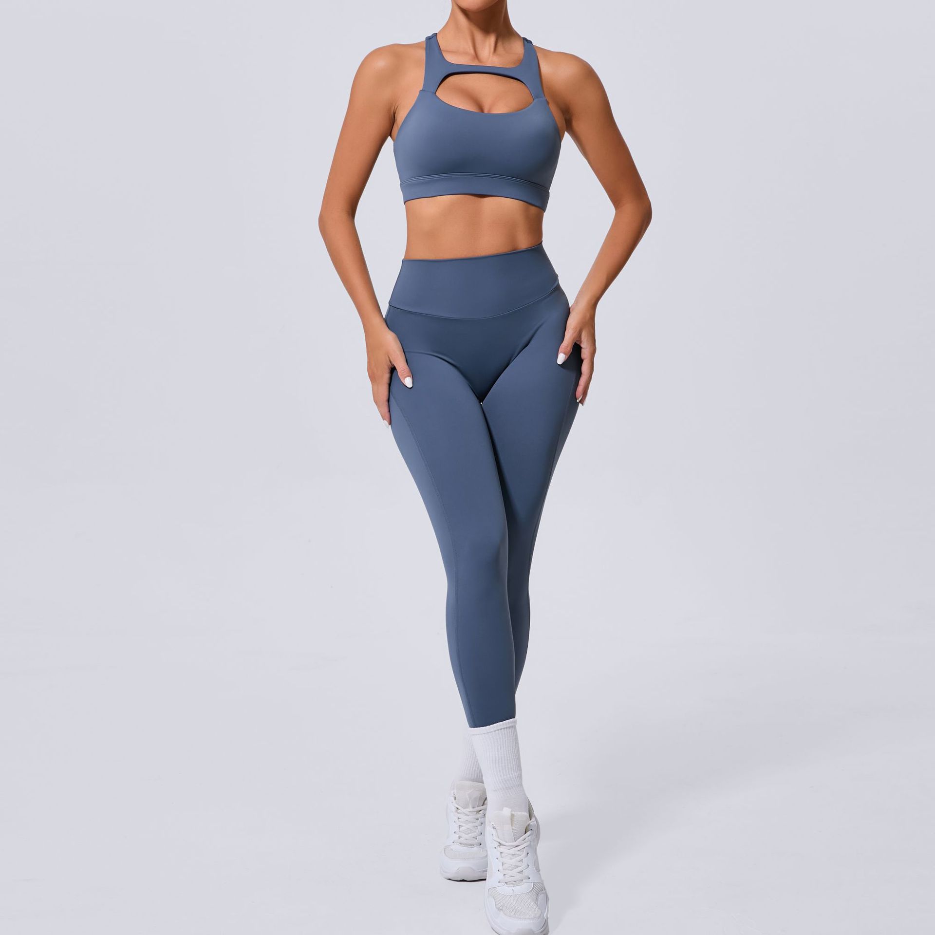 Backless Fitness Running Sprots Bra And High Waist Pants sets QS59520+QS59520+8020