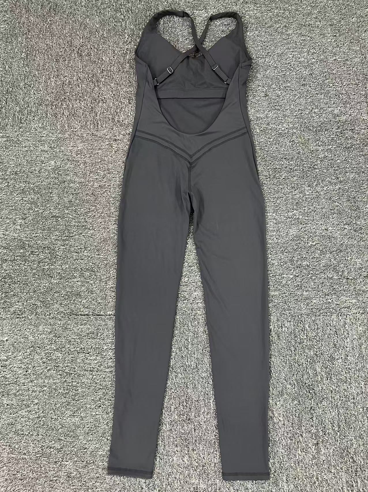 Solid Color Cross Back Sports Jumpsuit QS90107