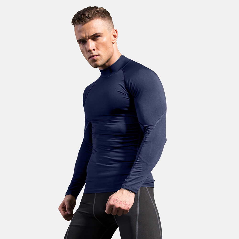 Men Fitness High Neck Long Sleeve Shirt 1058