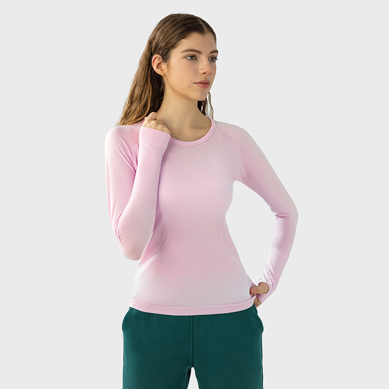 Breathable Solid Color Yoga Wear Long Sleeves D19083