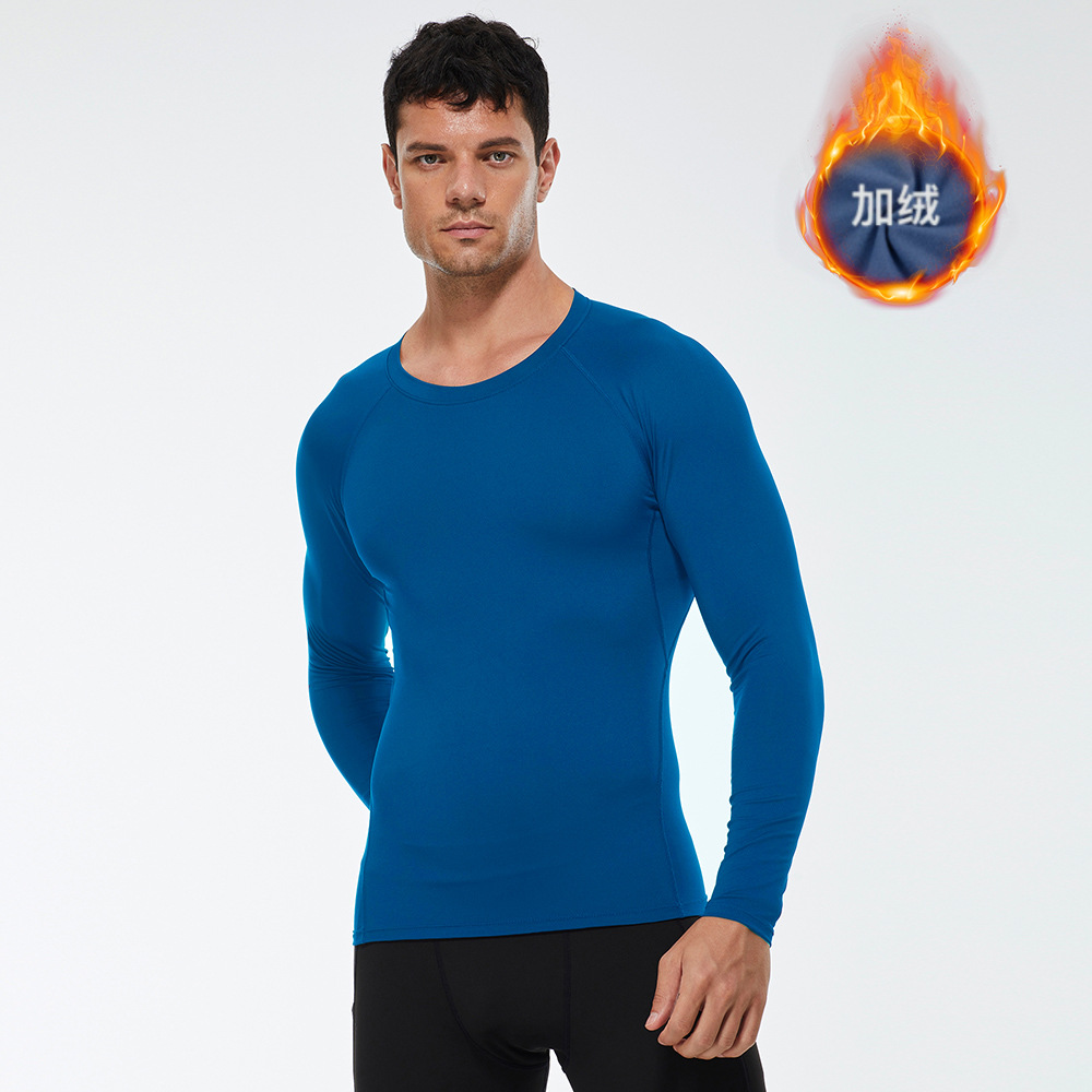 Men Fitness Long Sleeve Shirt With Velvet 01512