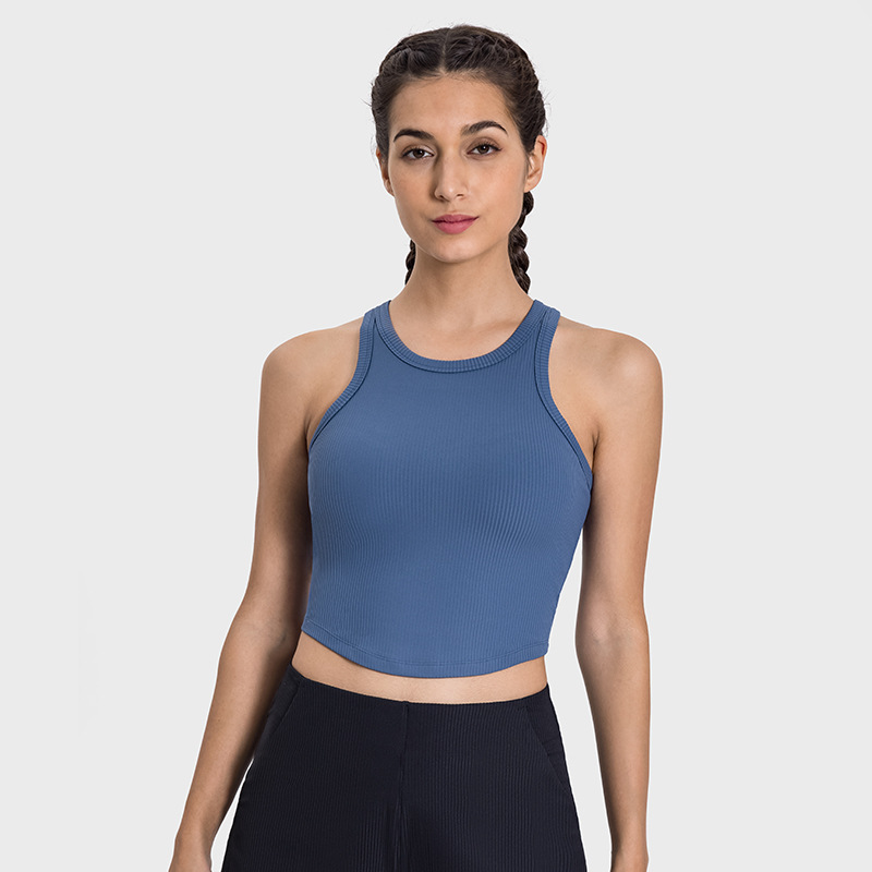 Ribbed Round Neck Yoga Tank Top DSS082