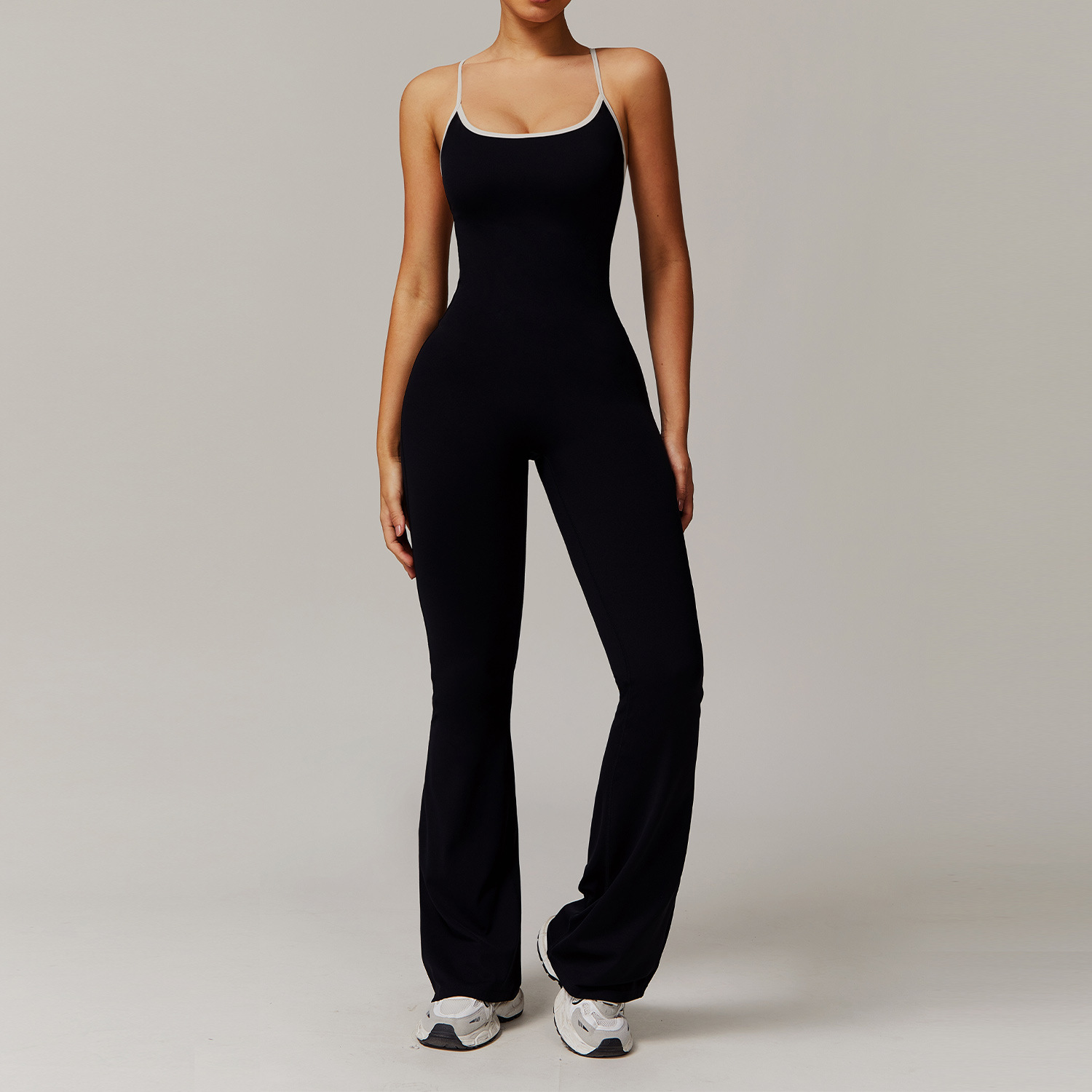 Soft Fabric Backless Flare Jumpsuit