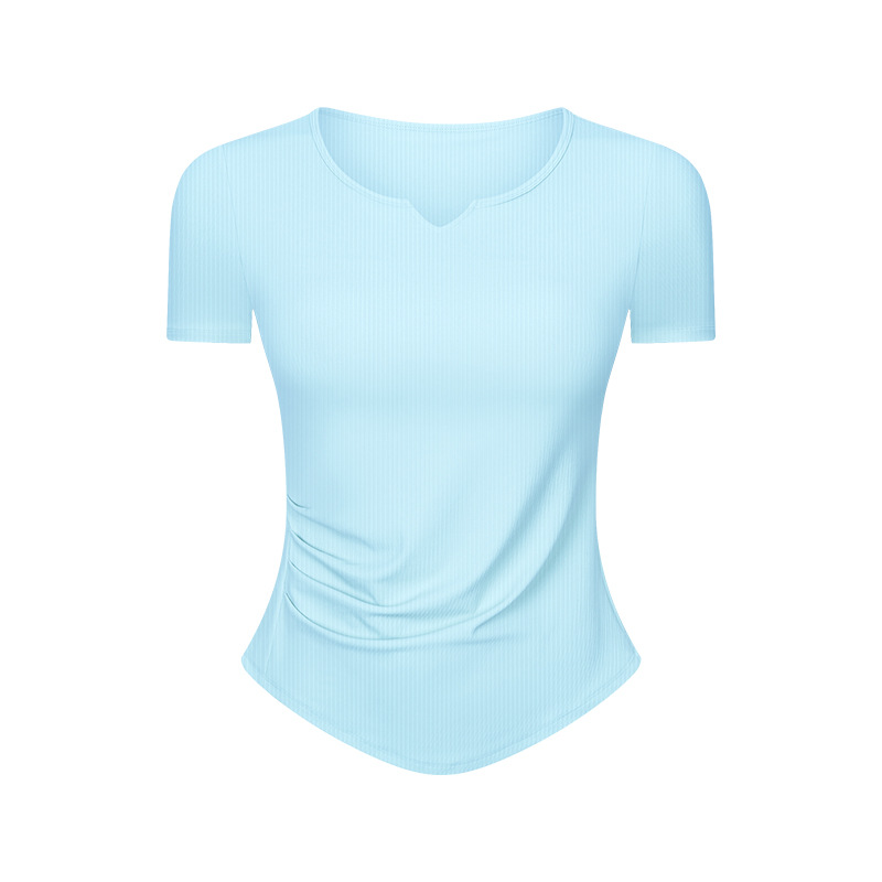 Breathable V-neck Solid Color Yoga T-shirts DS386