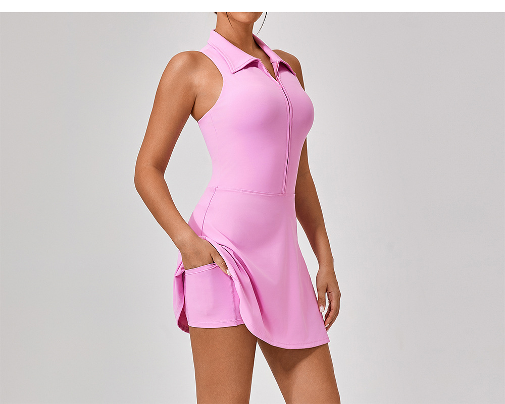 Sleeveless Solid Color Yoga Tennis Dress YW1006L