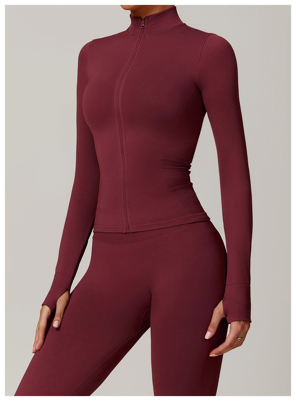 Seamless Slim Zip Down Yoga Tops 7755