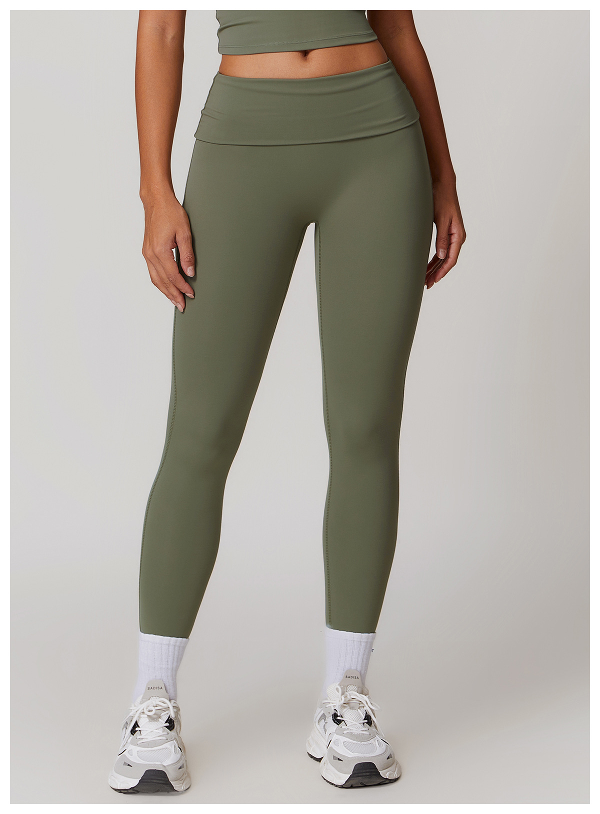 Soft Fabric Folded Waist Yoga Leggings