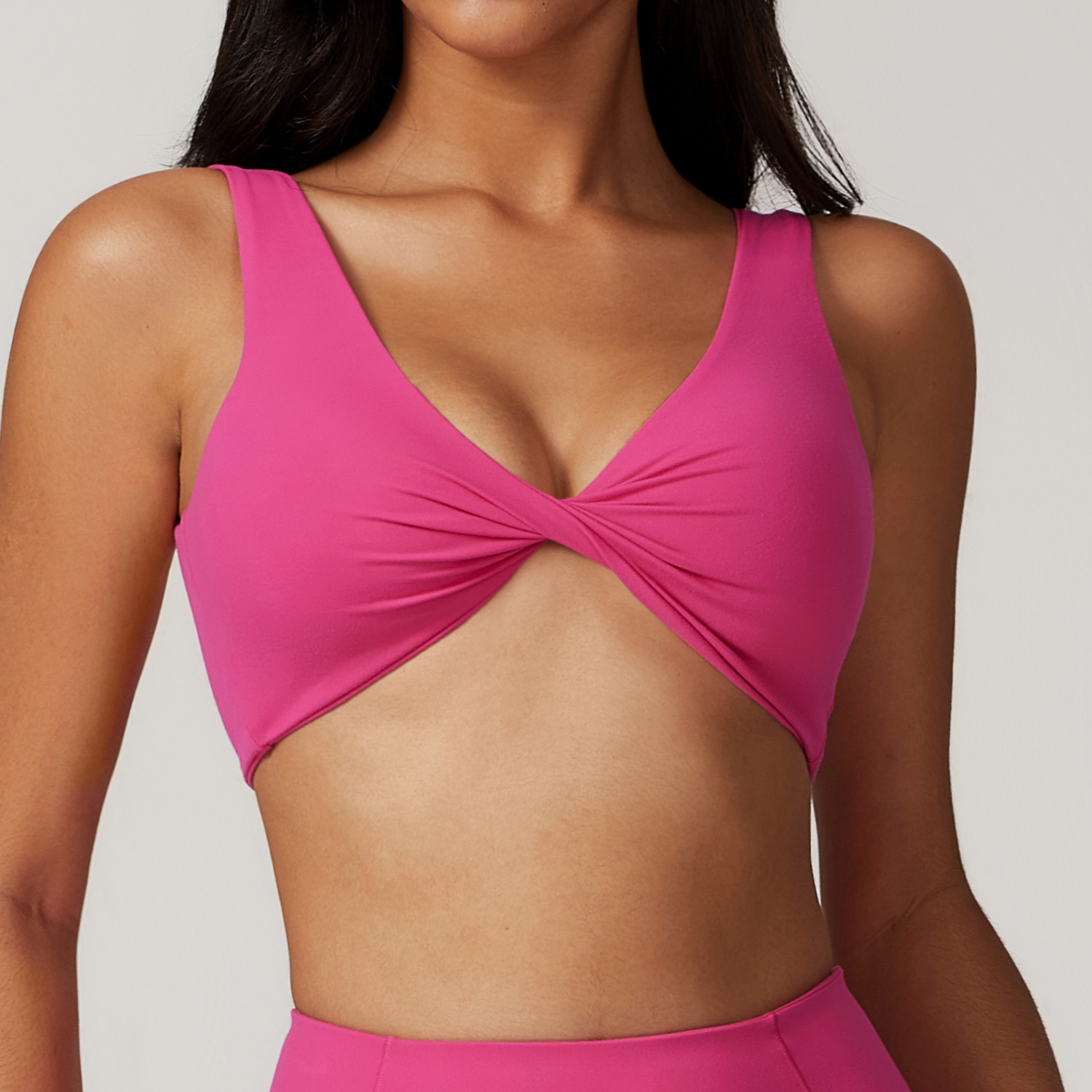 Soft Fabric Twist Front Backless Yoga Bra