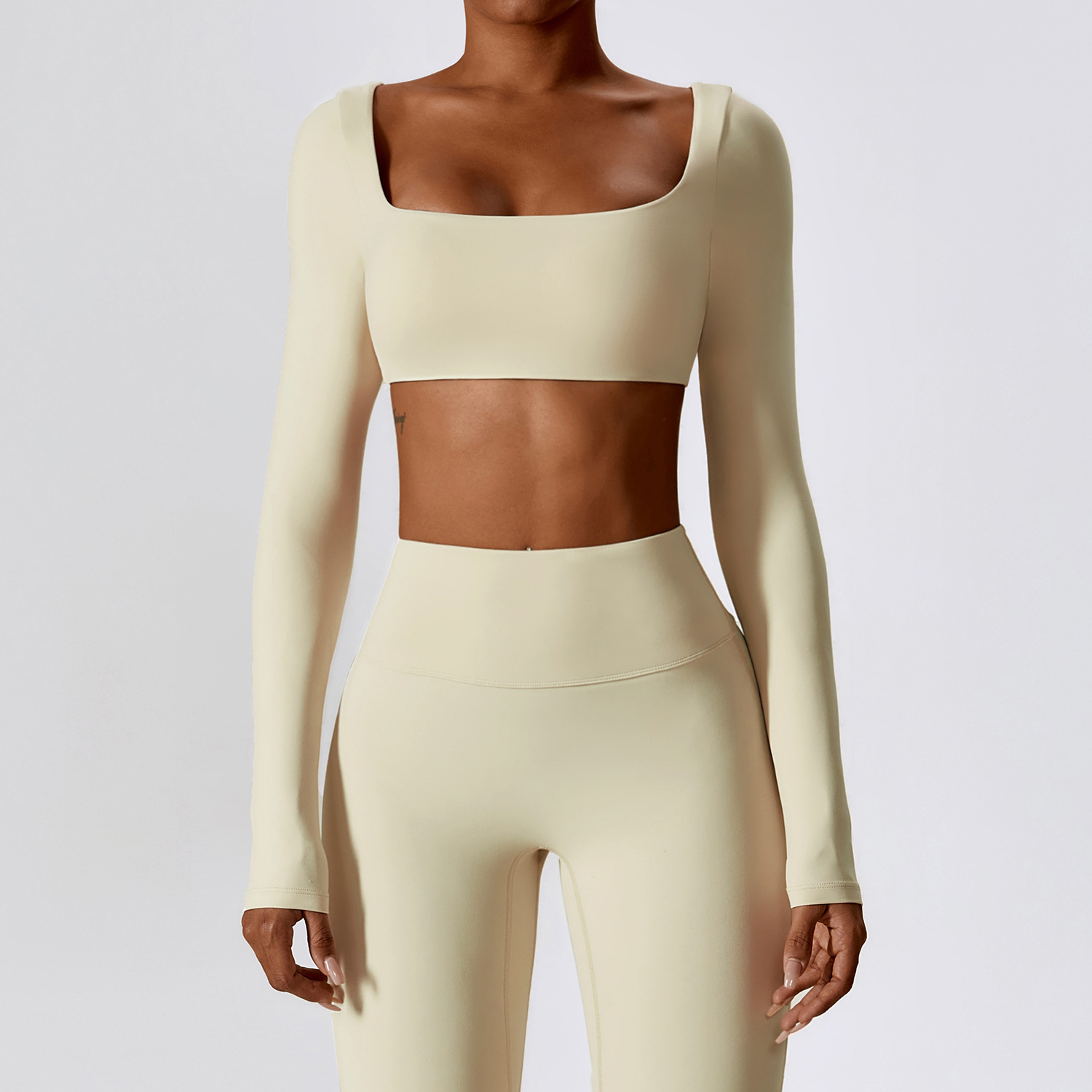 Soft Fabric Long Sleeves Crop Yoga Top 8232