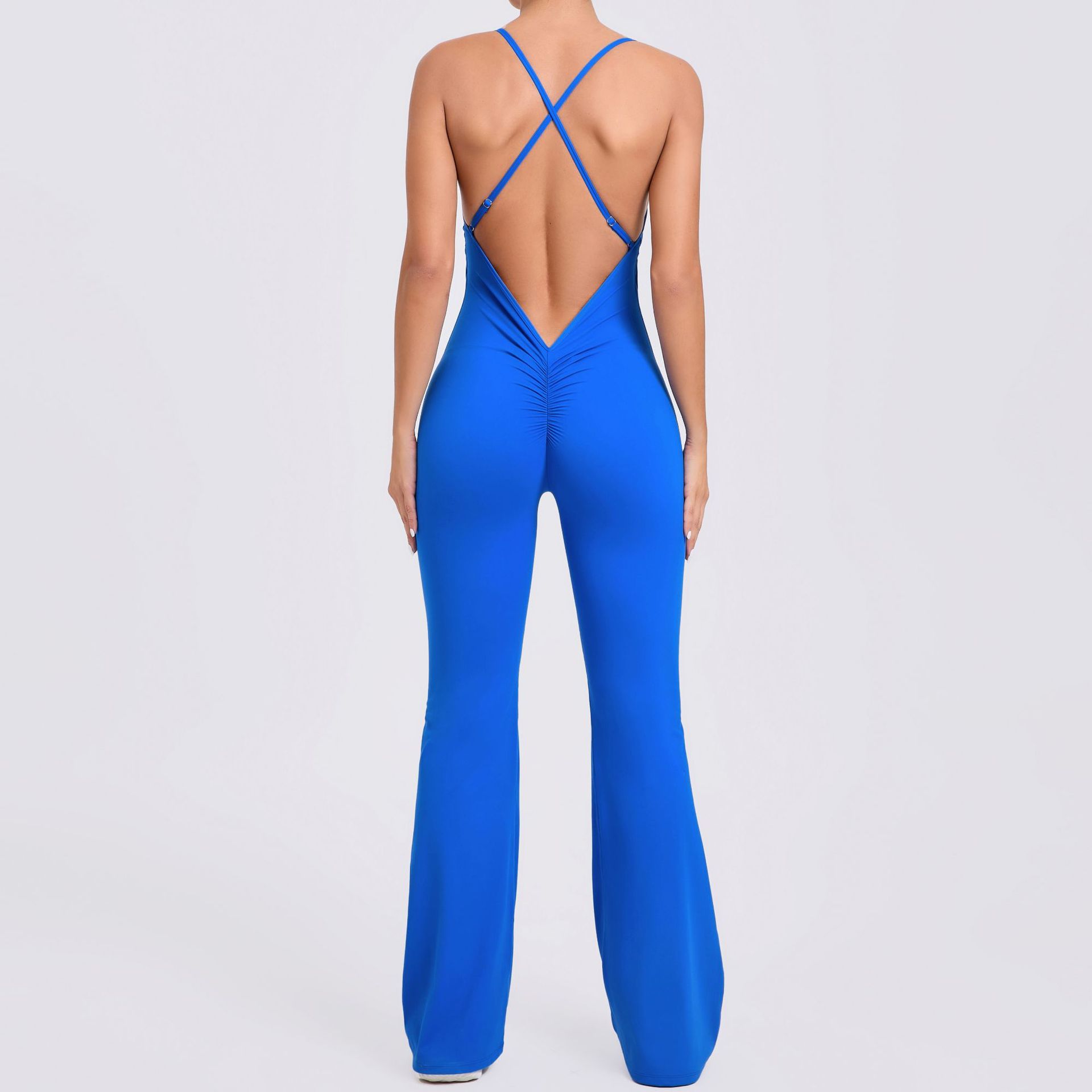 Adjustable Shoulder Straps And Horn Yoga Jumpsuit  QS44081