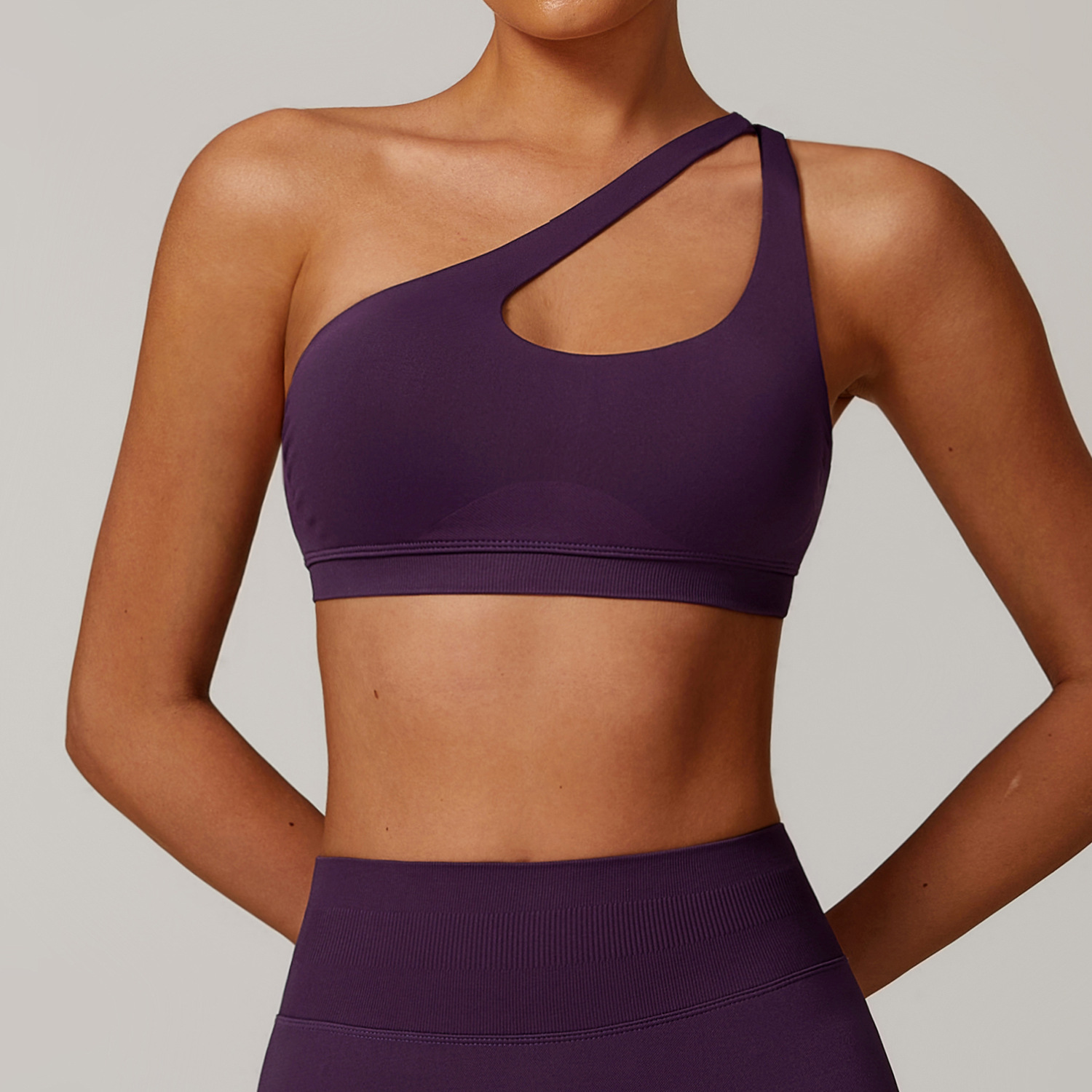 Seamless One Shoulder Backless Yoga Bra 7755