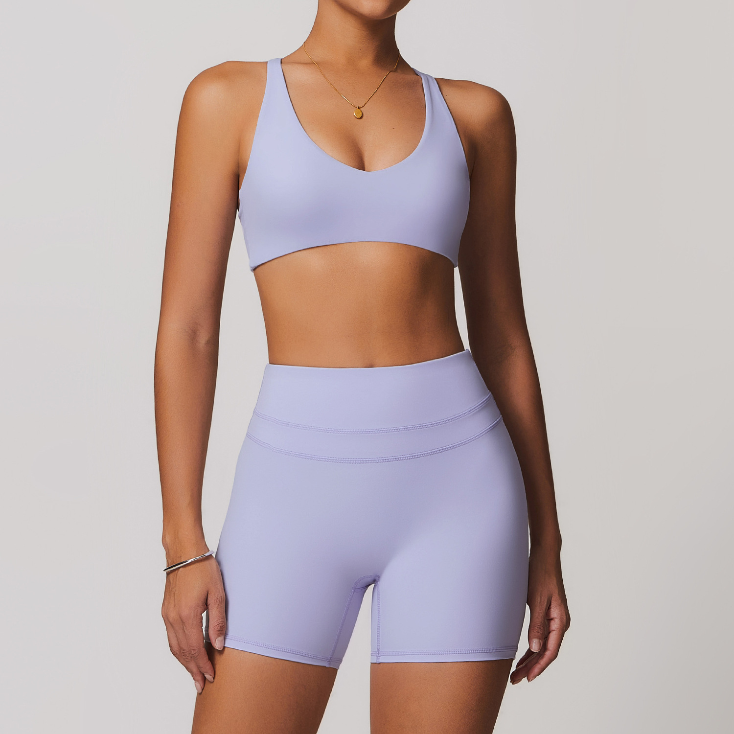 Soft Fabric Twist Crossback Shorts Yoga Sets 8863