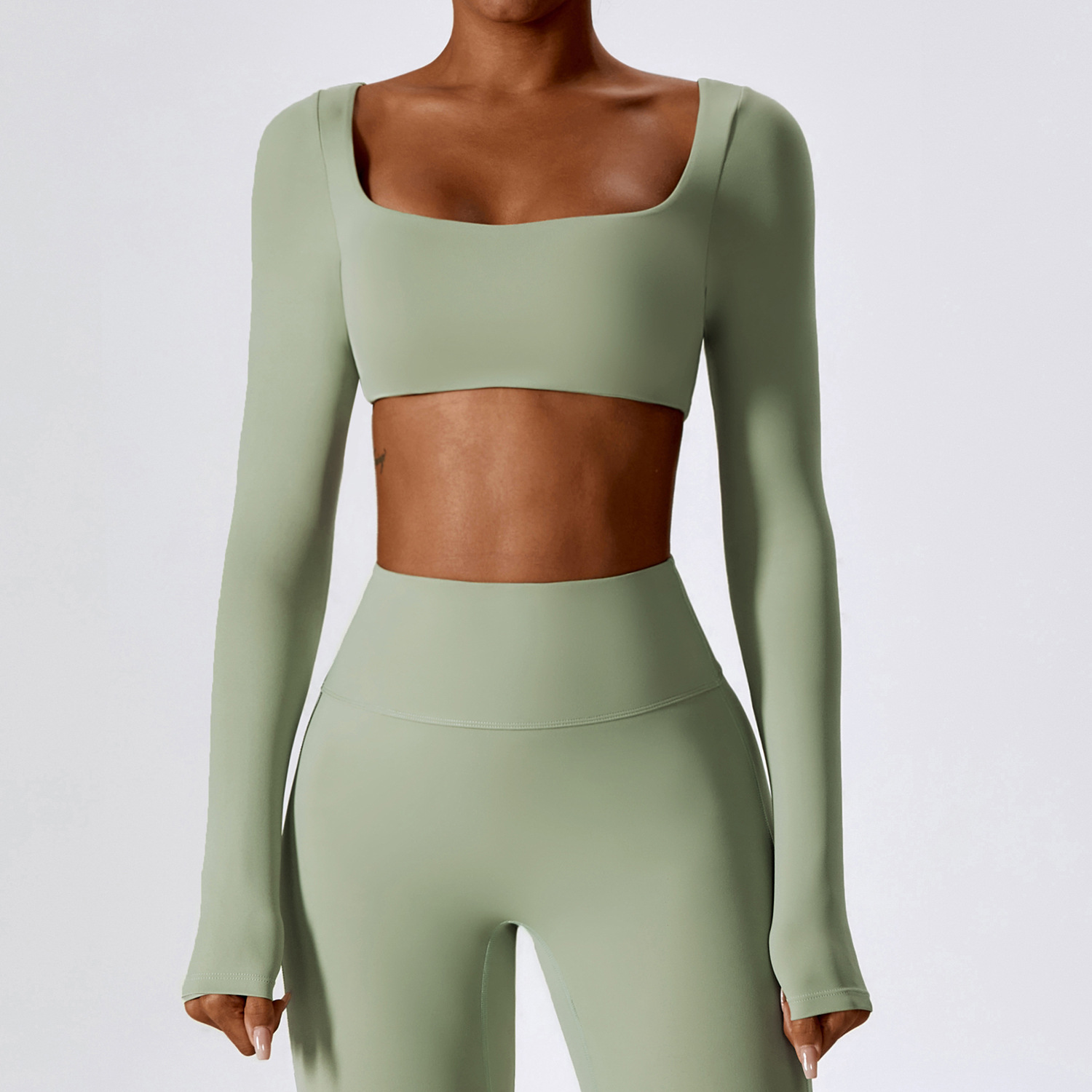 Soft Fabric Long Sleeves Crop Yoga Top 8232