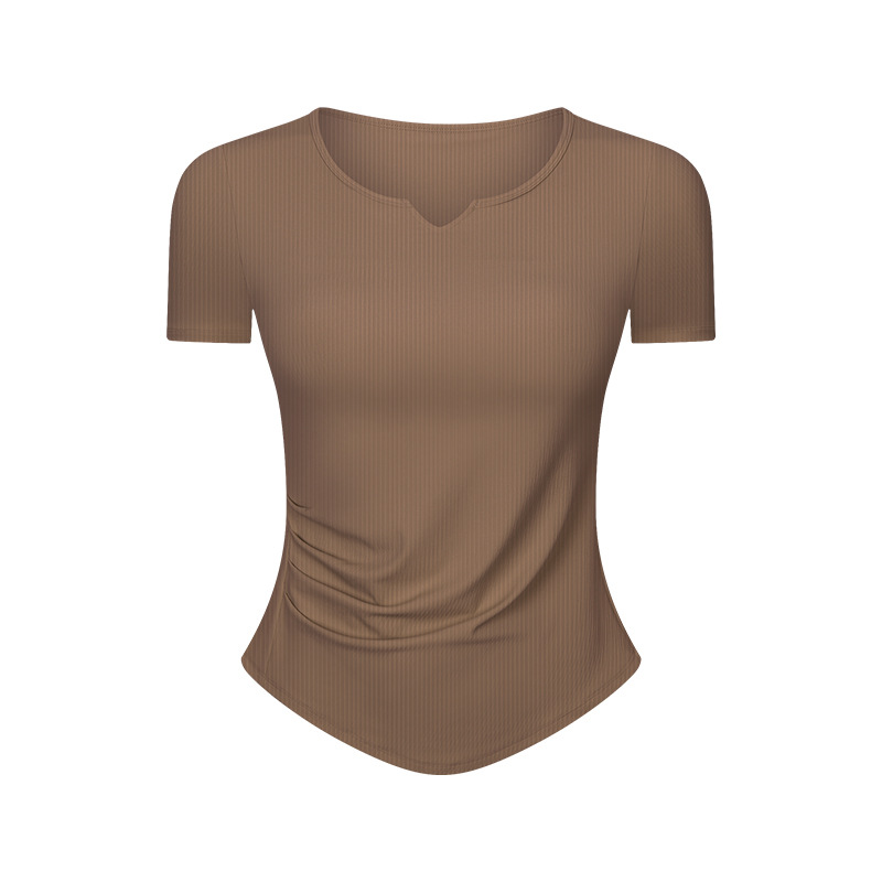 Breathable V-neck Solid Color Yoga T-shirts DS386