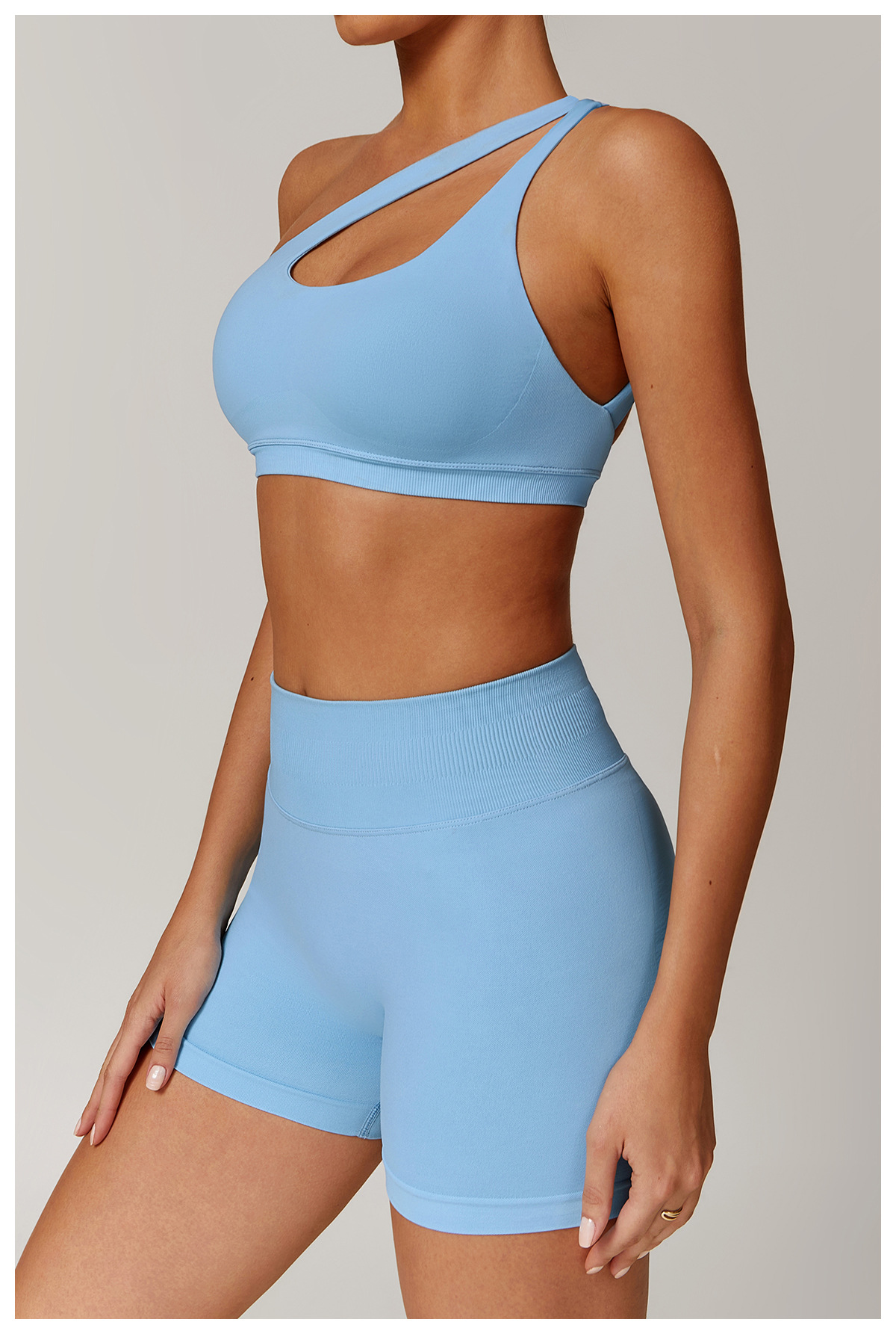 Seamless One Shoulder Backless Yoga Bra 7755