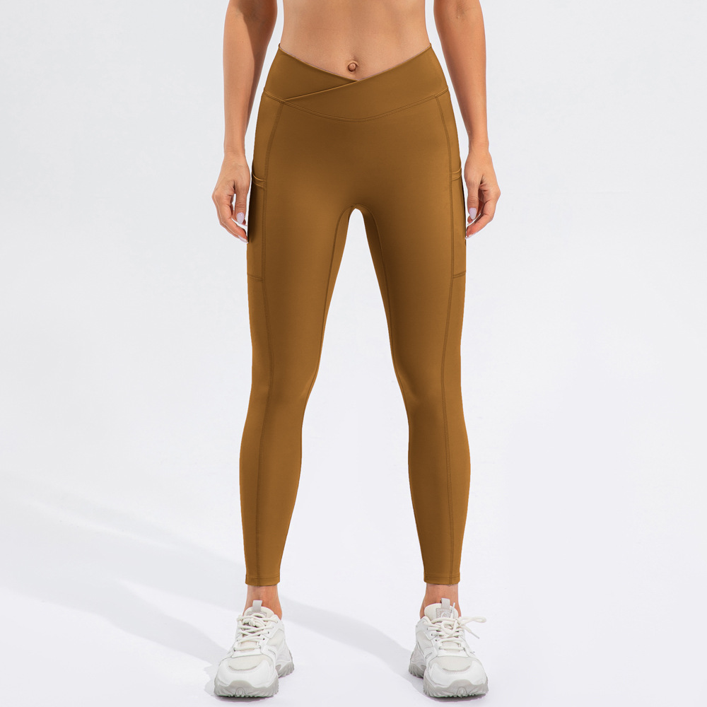 Nude V-waist Hip Lift Soft Material Yoga Leggings KW203