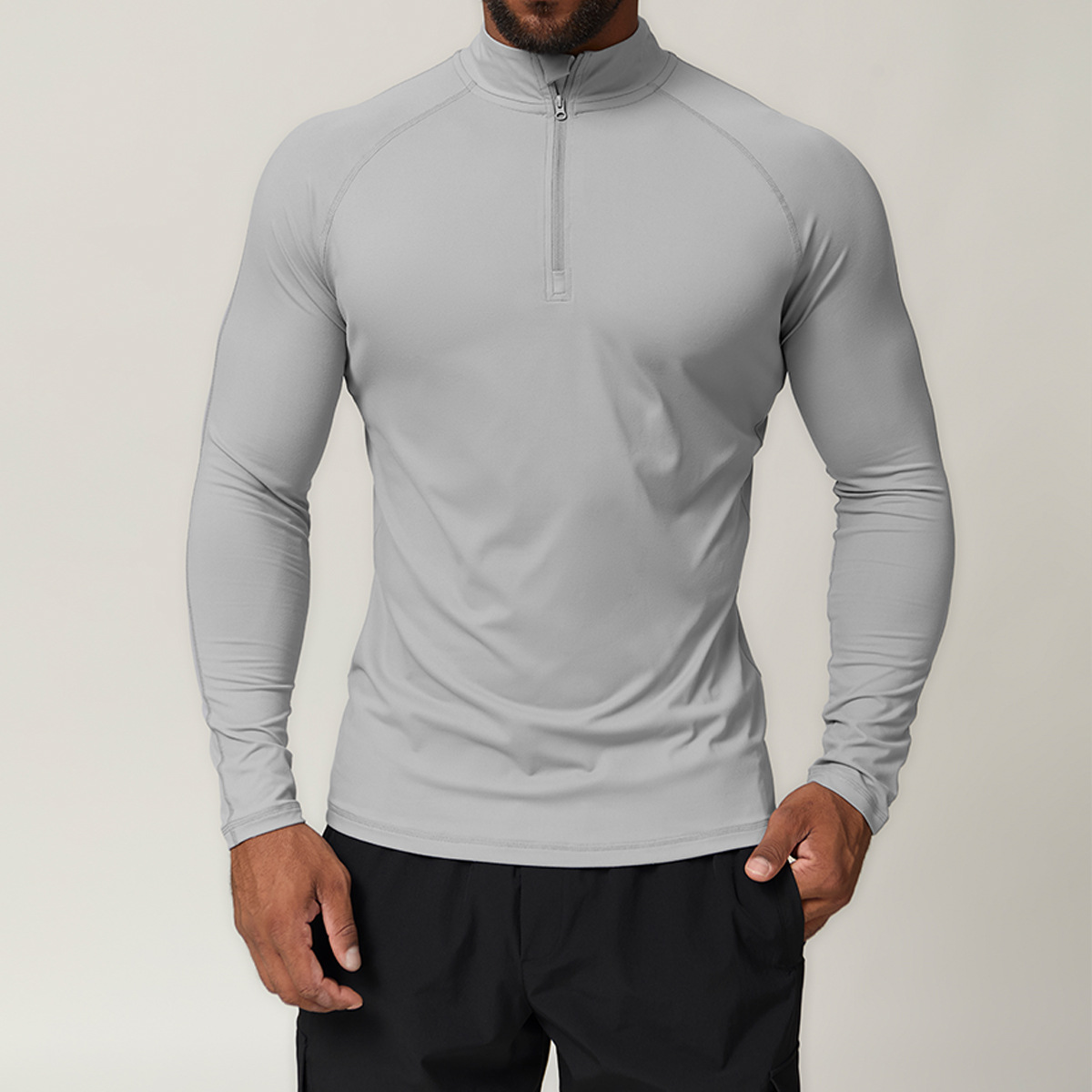 Men Gym Long Sleeve Shirt With Half Zipper  DCX1041