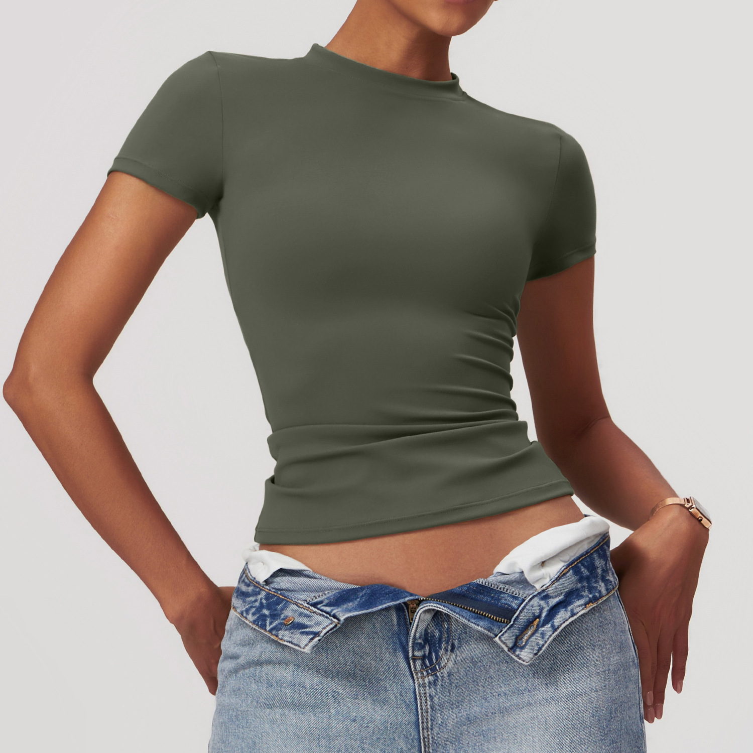 Soft Fabric Slim Yoga T-shirt Without Cups 8455