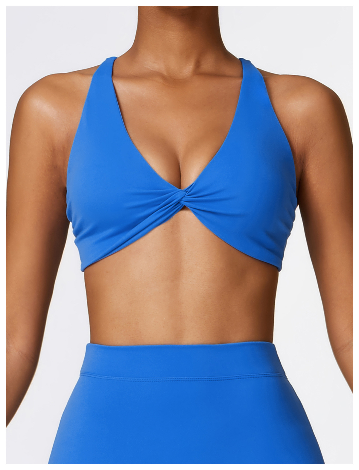 Soft Fabric Twist Front Cross Back Backless Yoga Bra 8449